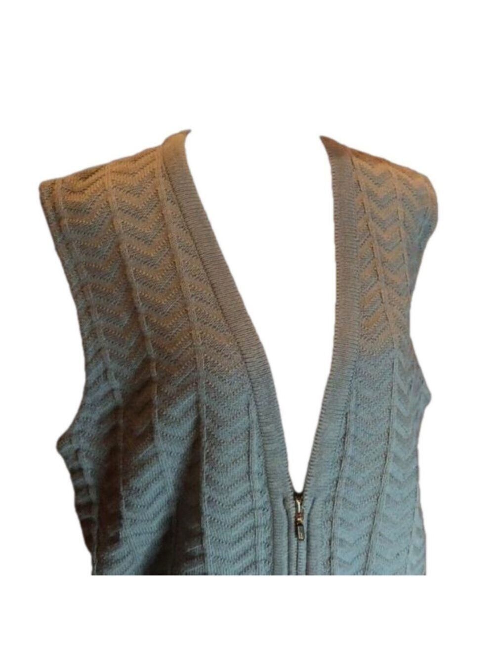 EASTBROOK Clothing Company Zip Front Gray Cable Knit Golf Vest Size M - Picture 4 of 9
